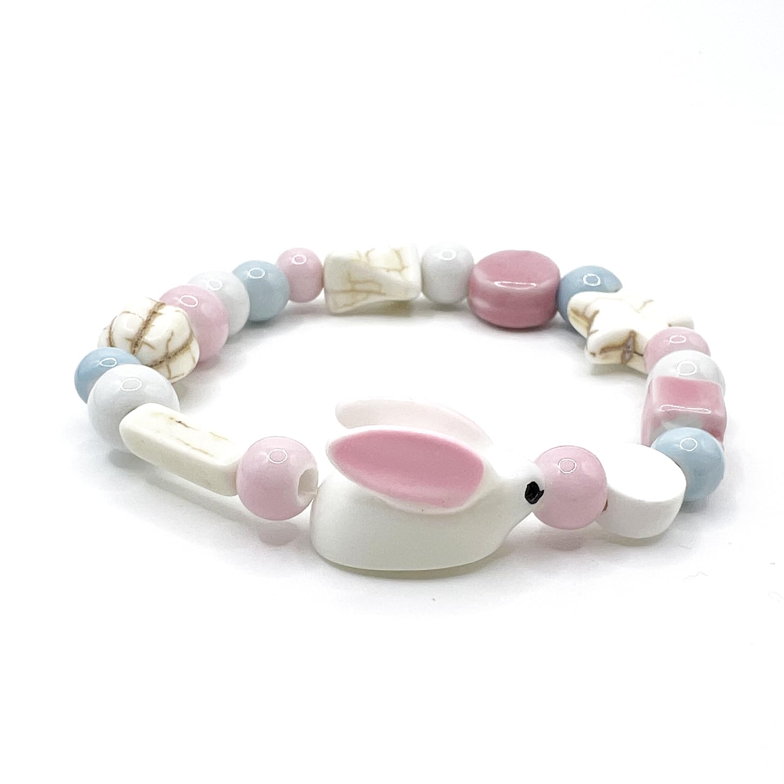 Yudisho Colorful Rabbit Bracelet,Handmade Ceramic Bead Bracelet,Stretch Bracelet, Cute Bracelet