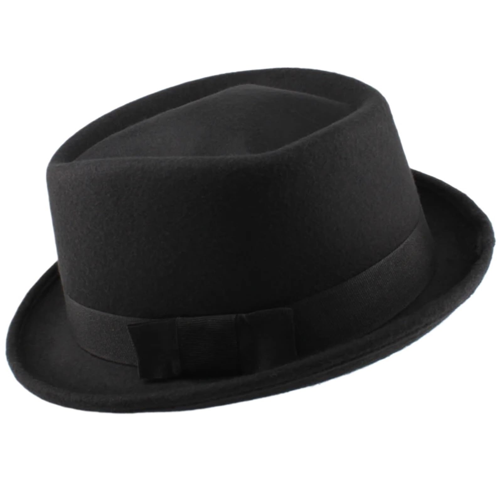 Chapeau haut de forme pork pie noir pour hommes et femmes