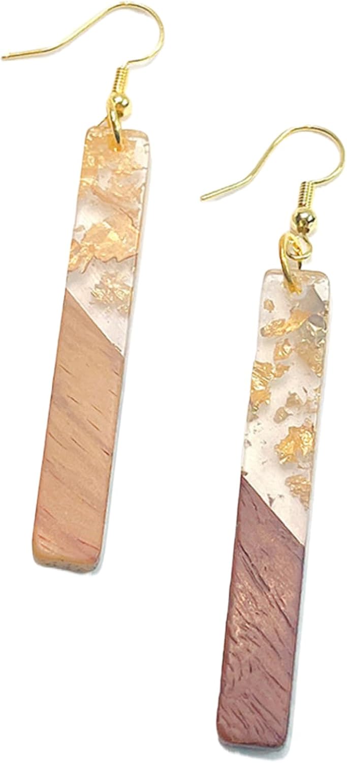 Number 1 wooden earrings, 1 shape earrings, wooden number