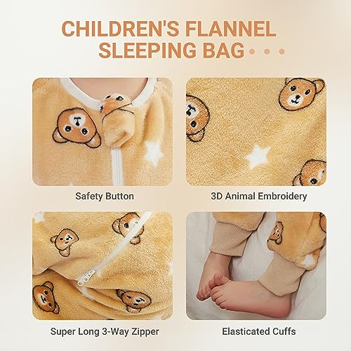 Image of MICHLEY Baby Sleeping Bag Sack with Legs Long Sleeve Wearable Pajamas | wearable blanket toddler baby, 9 Months-6T, Animal Designs, Flannel, Machine Wash