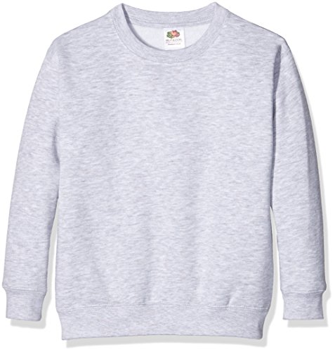 Fruit of the Loom Unisex Kids Set-In Premium Sweater, Heather Grey, 3-4 Years (Manufacturer Size:22)