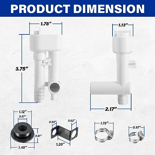 Image of 385230335 Vacuum Breaker Kit fit for Dometic 100, 200, 300, 500+, 500H RV Toilets, with Spray Diverter Valve Assembly
