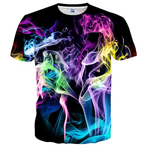 Hgvoetty Graphic Shirts Men Novelty T-Shirts Unisex Colorful Neon Printed