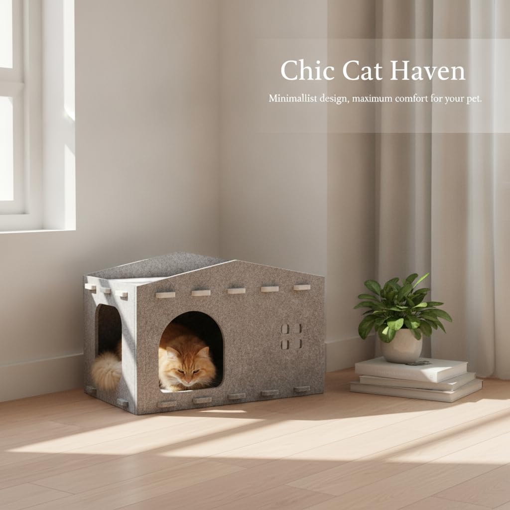 Maison pour Chat en Feutre, Tunnel | Conception modulaire, Meuble chat polyvalent, Pour le repos quotidien, Pour les passionnés