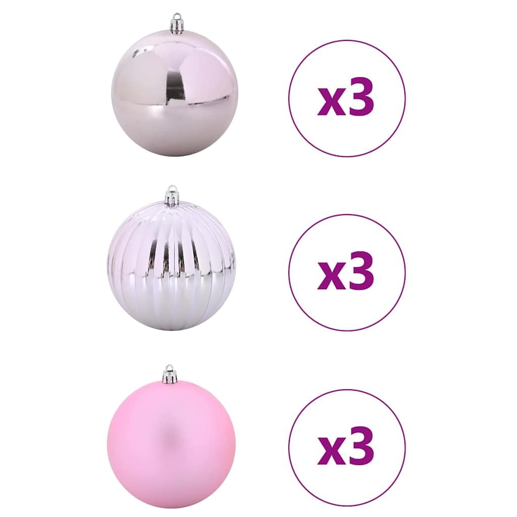 Weihnachtsbaumkugel Set XL 9 STK. Rosa Ø 15 cm Kunststoff