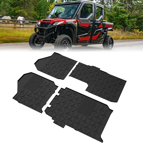 SAUTVS Front Rear TPE Floor Mats for Kawasaki Ridge Crew 4 Door 2025 2026