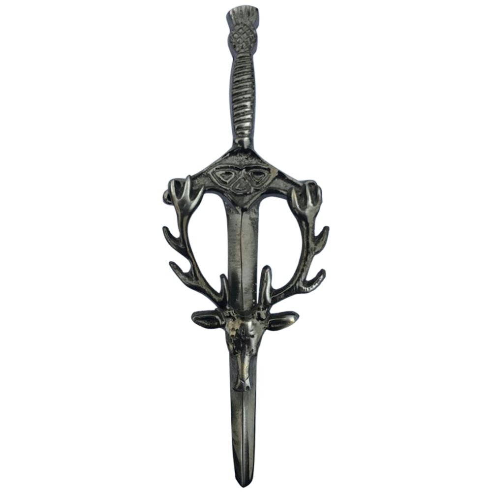 Stag Head Kilt Pin Highland Scottish Celtic Design Kilt Accessory (Antique)