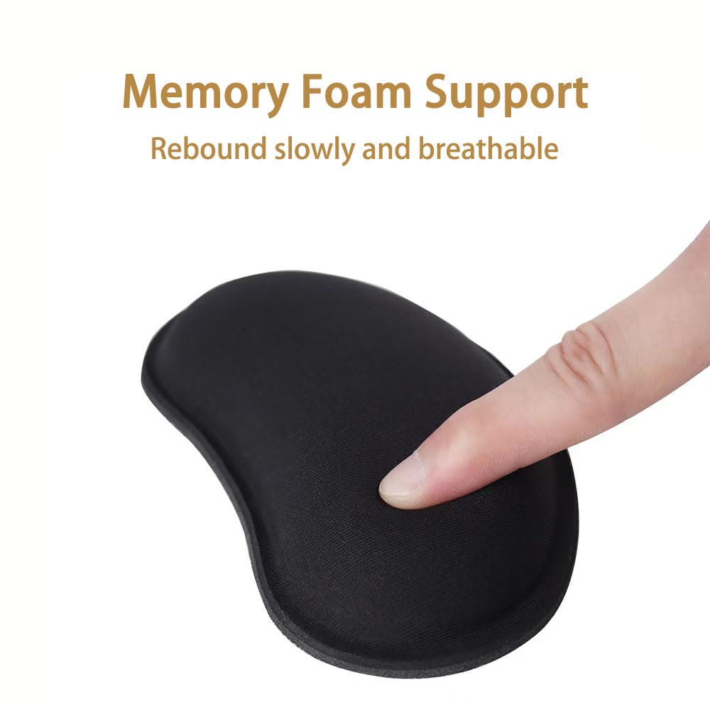 MXCOIRTP Poggiapolsi per mouse, cuscino ergonomico in memory foam con base antiscivolo per alleviare il dolore, ufficio, casa, giochi, computer, nero, 2 pezzi