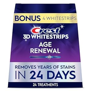 Crest 3D Whitestrips Age Renewal – Teeth Whitening Kit, 24 Treatments (20 + 4 Bonus), Each with 1 Upper/1Lower, 48 Strips – Crest 3DWhite Teeth Whitening Strips