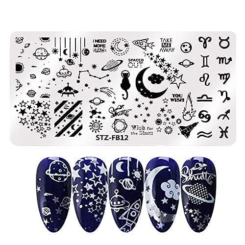 Nail Stamper Kit Nail Stamping Plate Set 8 Pcs Nail Templates With Stamper Scaper Lace animal Owl flower heart Starry sky Constellation rock Spring Summer design Nail Art Plate