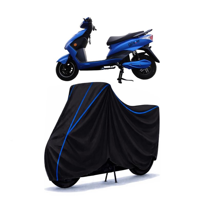 Image of Scooty Cover Water Resistant for Battre Electric Mobility LoEV | Universal Scooter & Bike Cover | Heavy Duty UV Dust, Rain & Scratch Protection Weather Indoor Outdoor | Black with Blue Piping