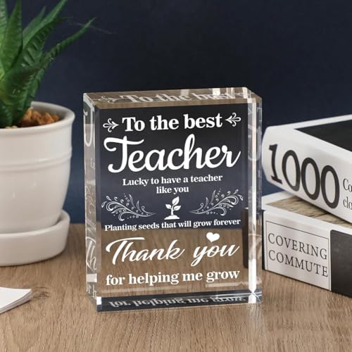 Image of Gifzy Teacher Appreciation Gifts, Appreciation Gift for Teachers, Engraved Crystal Plaque Thank You Gifts for Teacher, Thank You Teacher Gift for Women /Men Crystal Appreciation Plaque
