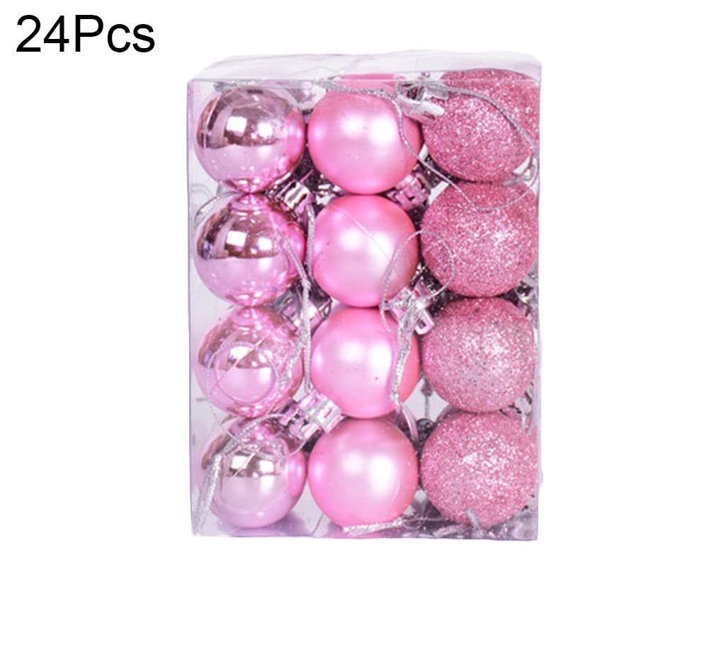 Pink Christmas Ornaments - 24 Festive Balls -2