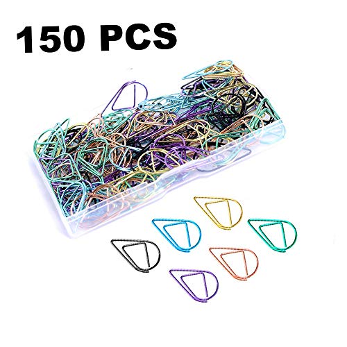 150PCS Trombones Colorés Premium ? Forme de Goutte d'Eau Trombones Electroplated Clips de Bureau Set pour Documents de Bureau, Papier, Cartes Postales, Photos, Mémos, 25mm