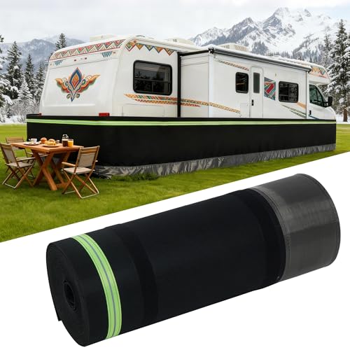 RV Skirting for Travel Trailers, Heavy Duty 52ft Rv skirting for Winter, 2.6ft High Easy Installation Rv Winter Skirting with Bottom Stainless Steel, Camper Skirting Wind and Snow Proof