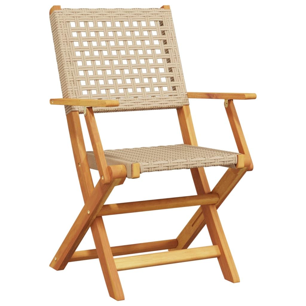 Set da 3 pezzi da bistrot beige in polyrattan e legno masselloOutdoor Outdoor Set