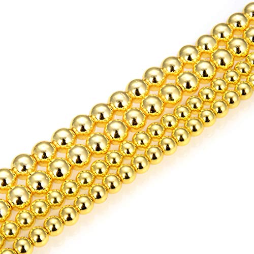 1 Strand Adabele Natural Hematite Gold Plated Healing Gemstone 8Mm Round Loose Stone Beads (44-48Pcs) For Jewelry Craft Making Gfc3-8 #TOP20
