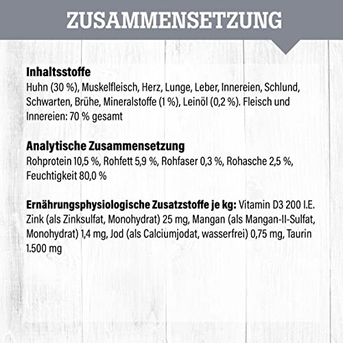 daily choice - 12 x 400 g (Dose) - Nassfutter für Katzen - getreidefrei - Fleischmenü mit Huhn - Hoher Fleischanteil (70%) Pures Fleisch und Innereien
