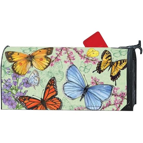 MailWraps Studio M Butterfly Dance Decorative, The Original Magnetic Mailbox Cover, Made in USA, Superior Weather Durability, Standard Size fits 6.5W x 19L Inch Mailbox Cover