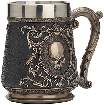 Miniatura 2 de Veronese Design Broche de calavera vintage de 5 34 pulgadas, jarra de cerveza victoriana, resina fundida en frío, estatua con acabado de bronce