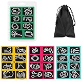 32 Stück Knobelspiele Set,Knobelspiele Metall,3D Brainteaser Metall Puzzle,IQ Spiele Geduldspiel Geschicklichkeitsspiel,Metal Puzzle Denkspiele Spielzeug Mini Geschenk für Erwachsene und Kinder