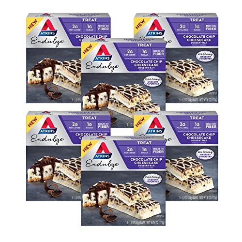 Atkins Endulge Treat Chocolate Chip Cheesecake Dessert Bar. Rich And Creamy Dessert Favorites. Keto-Friendly. (30 Bars) #TOP6