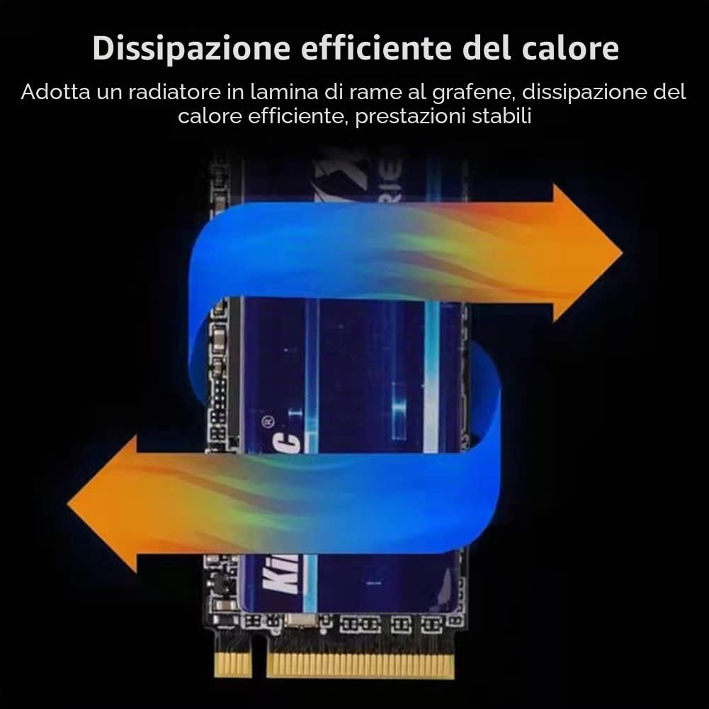 KingSpec M.2 2280 SSD NVMe Gen3x4 PCIe Da 1 TB - Velocità Di Lettura Fino a 3500 MB/s, 3D NAND Flash, Compatibile Con PC/Desktop/Laptop
