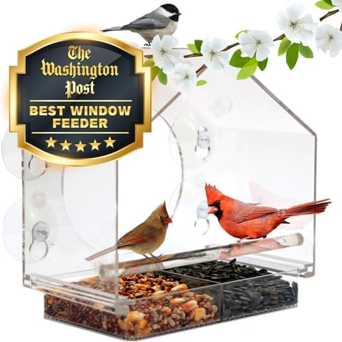Nature Anywhere Window Bird Feeder - Weather Proof Transparent Ac...