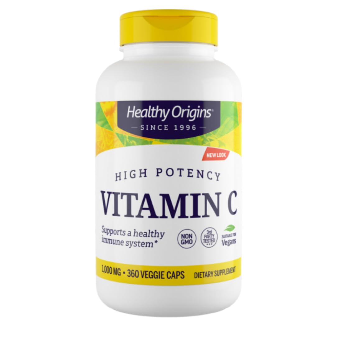 Vitamin C 1,000 mg (Non-GMO Tested, High Potency, Immune Support, Vegan), 360 Veggie Caps
