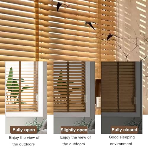 Tenda veneziana in legno, personalizzabile, senza trapano, orizzontale, per interni, perfetta per camera da letto, soggiorno, ufficio, balcone, arredamento elegante e funzionale