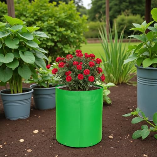 Image of HDPE UV Treated 340 GSM Plant Growing Bags for Terrace Gardening Easy to Use 15 x 15 Inch - Pack of 5