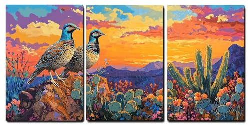 Cadeau crémaillère original tableau paysage couché de soleil triptyque prêt à accrocher