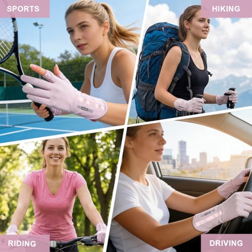 Image of PALAY Sun Protection Gloves UPF 50+ Summer Bike Gloves for Women Bike Riding Driving Golfing, Breathable Nylon Outdoor Hand Glove with Wrist Extension, Touch Screen Design (Purple)