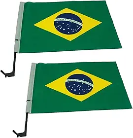 Par Bandeira Do Brasil Oficial Para Vidro De Carro 30x45cm - Modelo Universal Super Resistente
