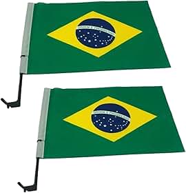 Par Bandeira Do Brasil Oficial Para Vidro De Carro 30x45cm - Modelo Universal Super Resistente