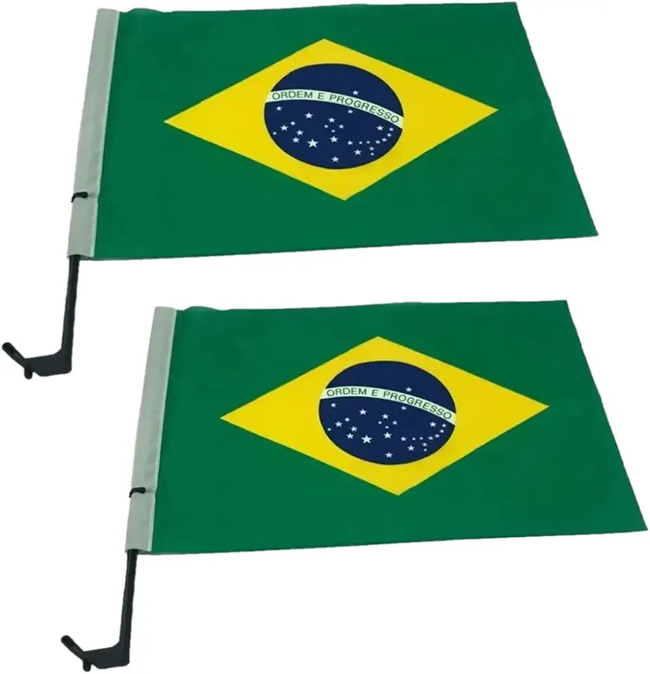 Par Bandeira Do Brasil Oficial Para Vidro De Carro 30x45cm - Modelo Universal Super Resistente