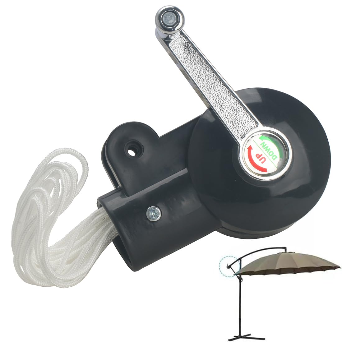 Fitspi Black Patio Umbrella Crank Handle, Patio Umbrella Heavy Duty Holders Accessories, Garden Sunshade Outdoor Beach Parasol Spare Parts, Universal Detachable Handles Replacement Part For Outdoor Parasol