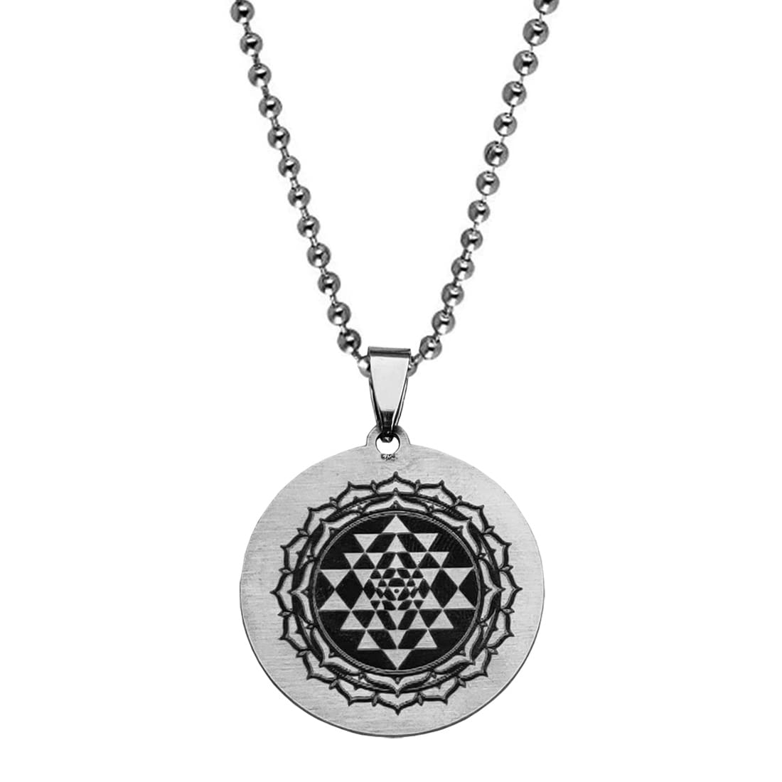 Sacred Geometry Sri Yantra Mandala Pendant Necklace Silver Stainless Steel Chain For Men And Women SujalPn2022491-image-30