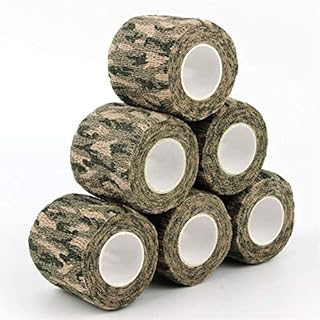 AIRSSON 6 Roll Camouflage Tape Cling Scope Wrap Military Camo Stretch Bandage for Gun Rifle Shotgun Camping Hunting 2
