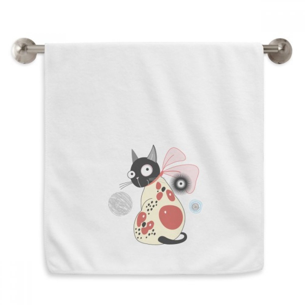 Serviette de toilette chat mignon en tissu blanc moelleux haute absorption