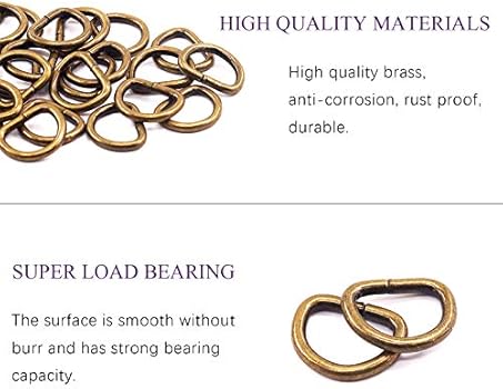 Swpeet 150 stuks 1/2 inch - 13 mm brons multifunctionele metalen D-ring halfronde D-ring voor hardware tassen ring hand doe-het-zelf accessoires (brons, 1/2 inch