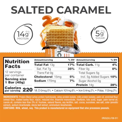 Image of Power Crunch Protein Energy Wafer Bars, Salted Caramel, 1.4 Ounce (12 Count)