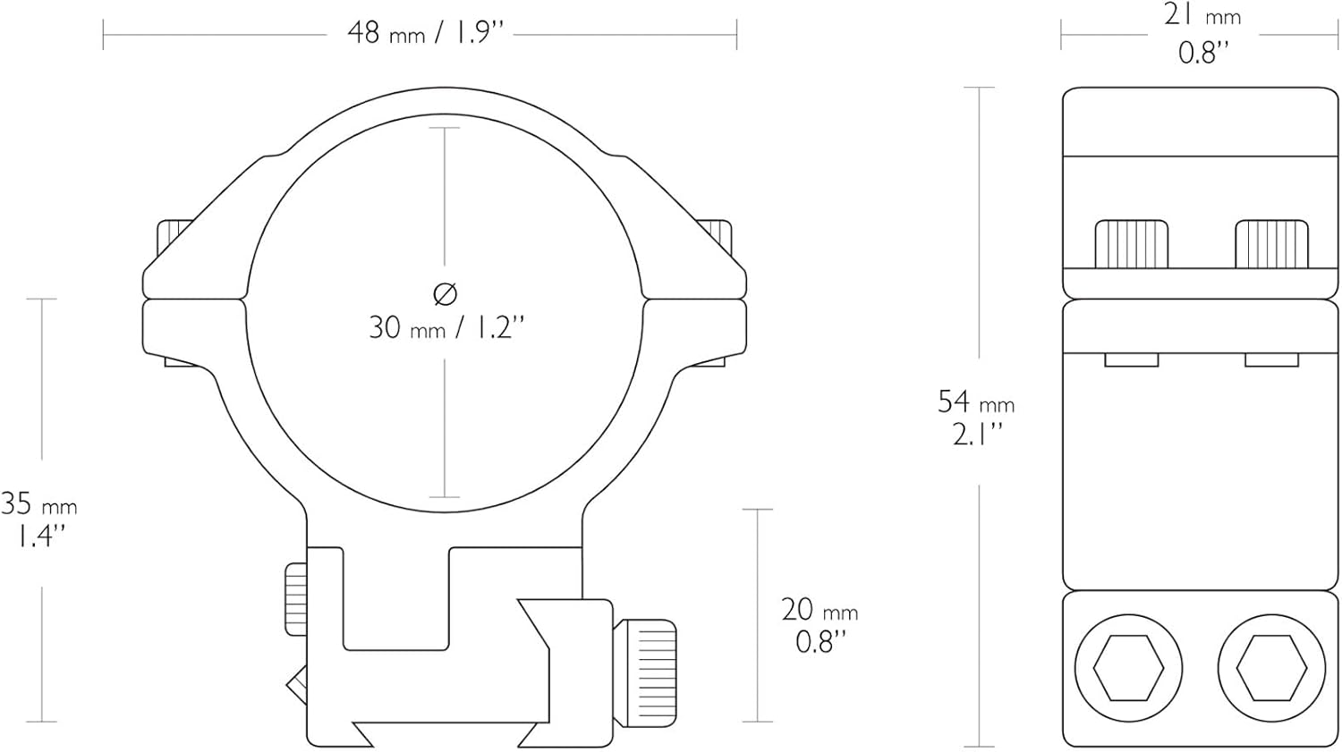 Hawke Sport Optics 30mm Adjustable Rifle Scope Rings - 2-Pieces, Black, 22140