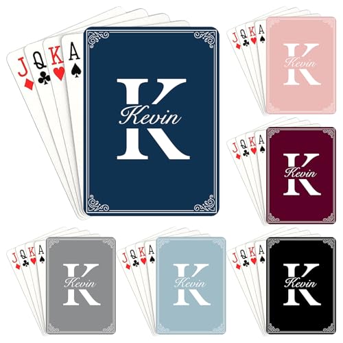 Poteeker Custom Monogram Playing Cards with Name Personalized Initial Standard Playing Cards Decks Poker Custom Deck of Cards for Wedding Anniversary Family Holiday Party Favors