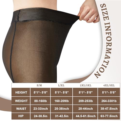 Image of Eurzom 3 Pairs Fleece Lined Stirrup Tights Women Fake Translucent Thermal Elastic Skin Colored Tights Warm Pantyhose