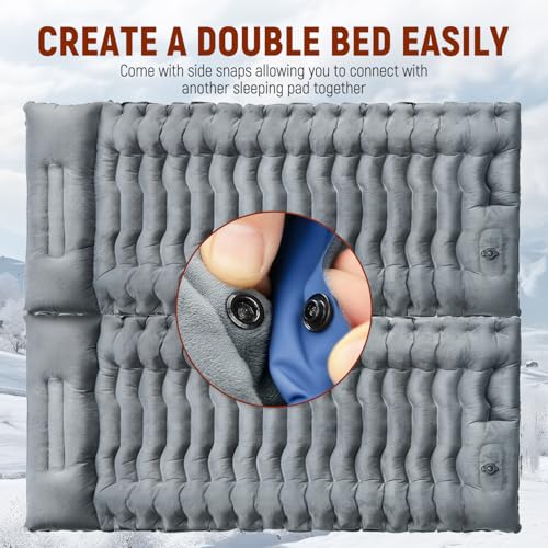 Image of FUN PAC Camping Sleeping Pad, 9.2R-Value Ultralight Camping Mat with Pillow Built-in Foot Pump Inflatable Sleeping Pads Compact for Camping Backpacking Hiking Traveling-Lined Version Grey