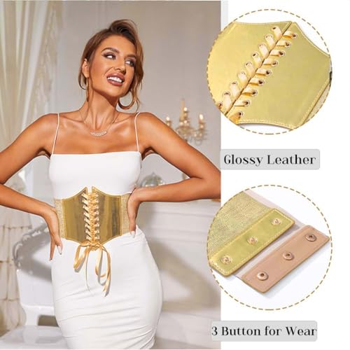 Yalice Women Corset Dress Belt Gold Wide Elastic Waist Belts Thick Stretchy Renaissance Costume Accessories3