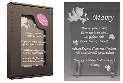 Gravure Events 1 Poème Mamy – Ange Cl (Cadeau pour la fête des Grands-mères, Noël, Baptême, Anniversaire de Mamie...)