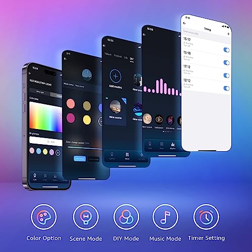 Aigostar Alexa RGB Led Strip Light 10m Plug in Led Strip Lights with Music Sync Mode Work with Smart WiFi App Control & Remote Led Lights for Bedroom Party TV Living Room 2 Rolls of Led Strip Light 5m - Image 4