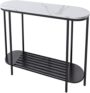 2-Tier Console Sofa Table with Metal Storage Shelves, Space-Saving Design for Living Room, Bedroom, and Hallway Organization